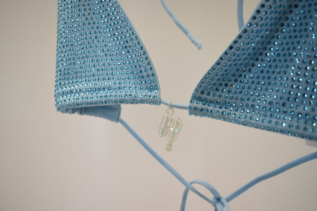 Haley Triangle Bikini Top -Aqua Blue